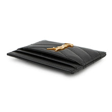 Load image into Gallery viewer, SAINT LAURENT PARIS Monogram Quilted Card Case Black423291 Calf Leather
