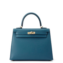 将图像加载到图库查看器中，HERMES ★Kelly Sellier Verso VertBosphore/Blue Ocean Veau Madame Size 25
