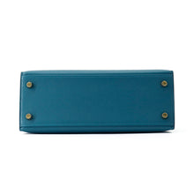 Load image into Gallery viewer, HERMES Kelly Sellier Verso VertBosphore/Blue Ocean Veau Madame Size 25
