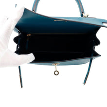Load image into Gallery viewer, HERMES Kelly Sellier Verso VertBosphore/Blue Ocean Veau Madame Size 25
