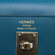 将图像加载到图库查看器中，HERMES ★Kelly Sellier Verso VertBosphore/Blue Ocean Veau Madame Size 25
