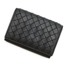 Load image into Gallery viewer, Bottega Veneta INTRECCIATO Tri-fold Compact Wallet Black/Gray Leather
