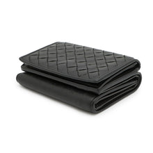 Load image into Gallery viewer, Bottega Veneta INTRECCIATO Tri-fold Compact Wallet Black/Gray Leather
