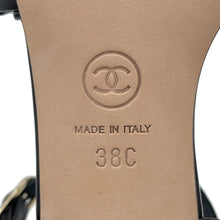 将图像加载到图库查看器中，CHANEL CC Logo Faux Pearl Sandals BlackG32699 Leather Faux Pearl Size 38
