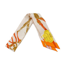 Load image into Gallery viewer, HERMES Twilly Brides de Gala Applique Pique Claim/Orange/Jaune Silk100%
