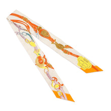 Load image into Gallery viewer, HERMES Twilly Brides de Gala Applique Pique Claim/Orange/Jaune Silk100%
