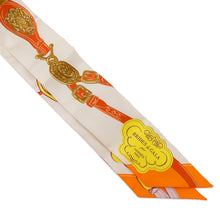 Load image into Gallery viewer, HERMES Twilly Brides de Gala Applique Pique Claim/Orange/Jaune Silk100%
