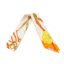 Load image into Gallery viewer, HERMES Twilly Brides de Gala Applique Pique Claim/Orange/Jaune Silk100%
