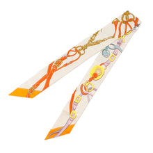 Load image into Gallery viewer, HERMES Twilly Brides de Gala Applique Pique Claim/Orange/Jaune Silk100%
