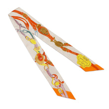 Load image into Gallery viewer, HERMES Twilly Brides de Gala Applique Pique Claim/Orange/Jaune Silk100%
