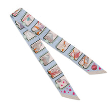 Load image into Gallery viewer, HERMES Twilly HERMES Story HERMES STORY Blue Pale/Rose/Vert Silk100%
