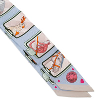 Load image into Gallery viewer, HERMES Twilly HERMES Story HERMES STORY Blue Pale/Rose/Vert Silk100%
