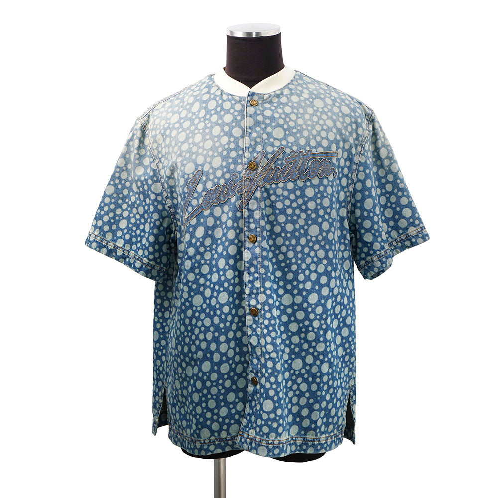 LOUIS VUITTON LV x YK Infinity Dot Denim Shirt Size L BlueRM232H Cotton100%