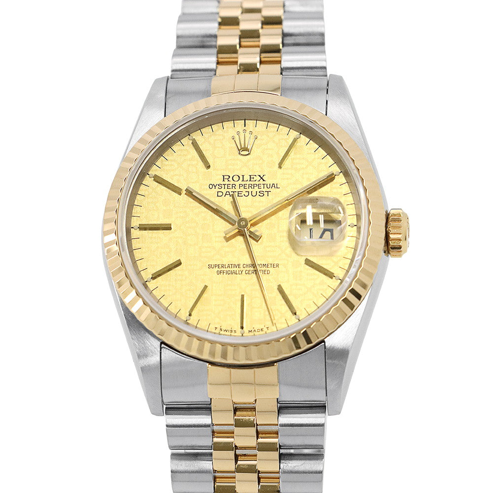 ROLEX Datejust W36mm Stainless Steel K18YG Champagne Gold Dial16233