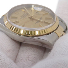 将图像加载到图库查看器中，ROLEX Datejust W36mm Stainless Steel K18YG Champagne Gold Dial16233
