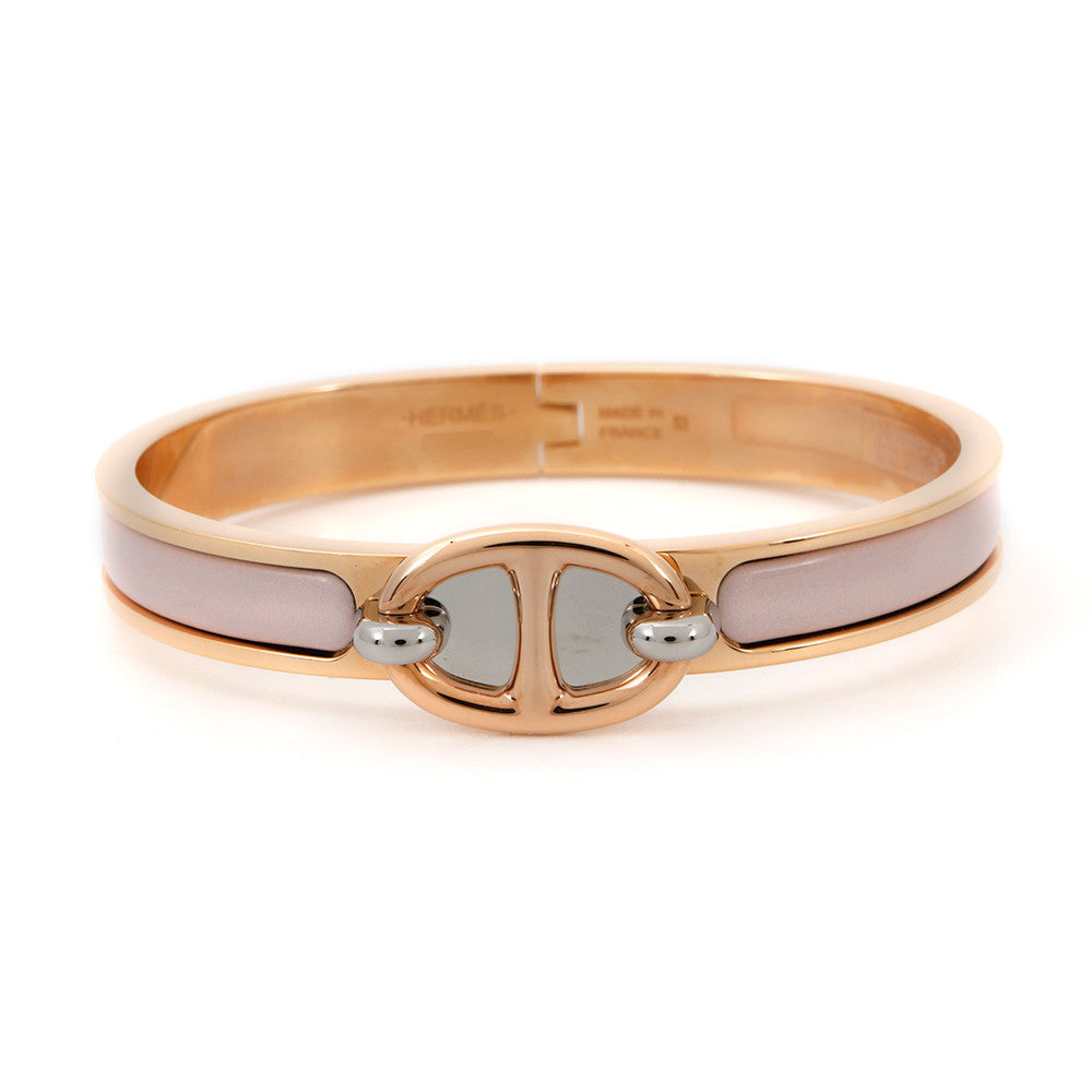 HERMES Mini Clic Chaine d'Ancre Bracelet Size PM Rose Kander Metal Enamel