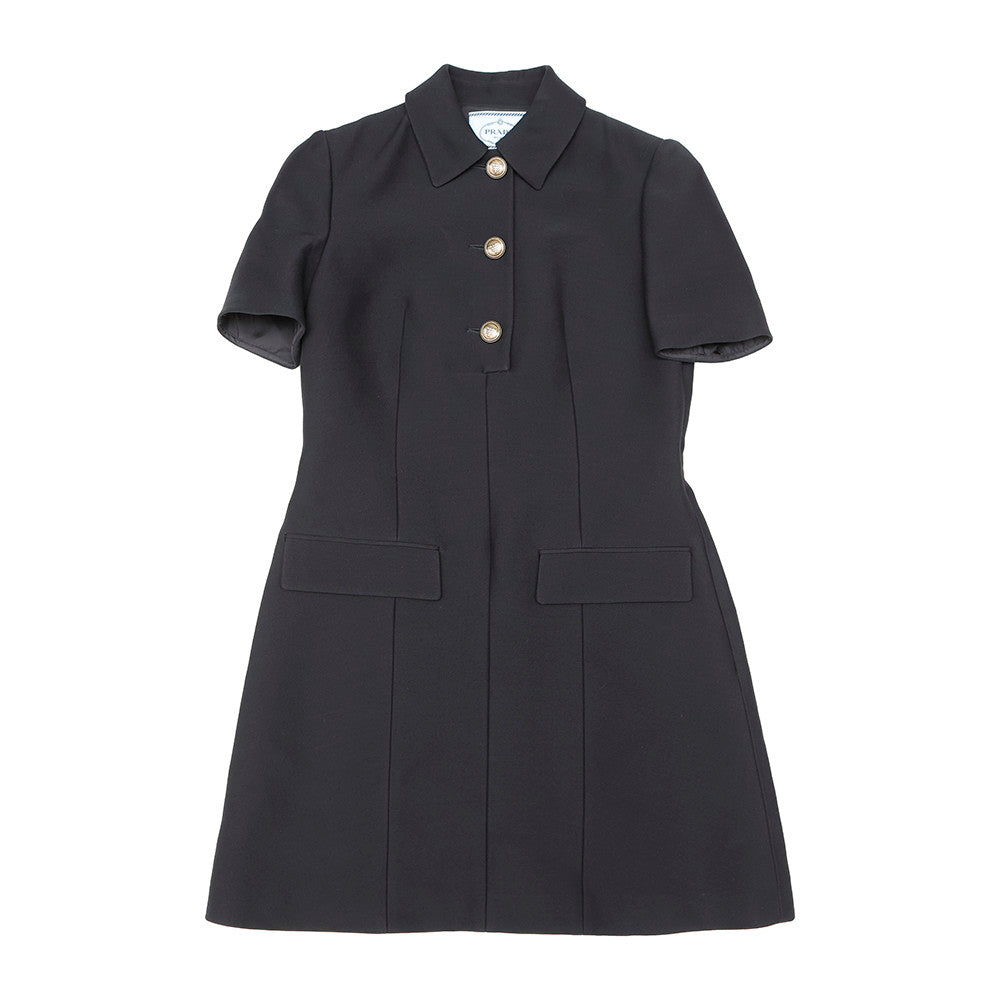 PRADA Tricotine mini dress Size 36 BlackP3O04 Wool 76% Silk24%