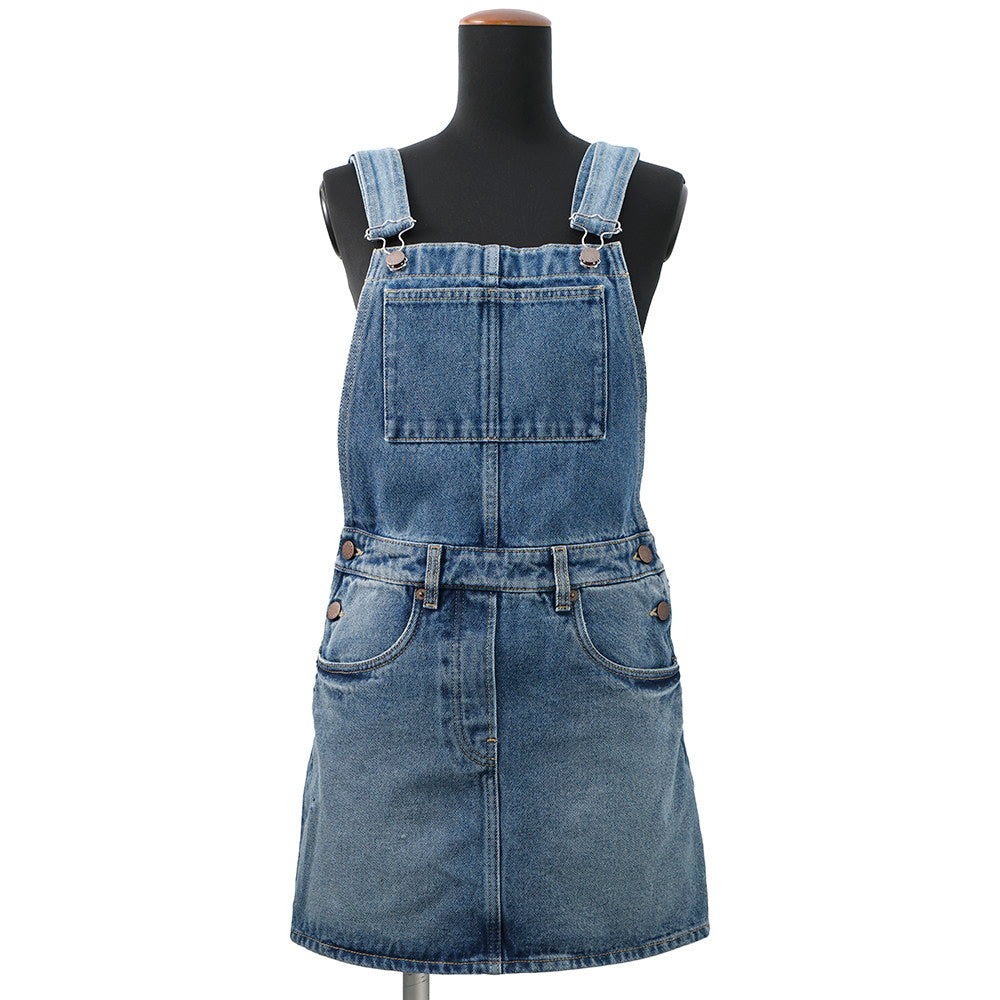 PRADA Denim Bib Overalls Mini Dress Size 36 Light BlueGFA132 Cotton100%