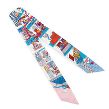 Load image into Gallery viewer, HERMES HERMES Twilly LA MAISON DES CARRES Maison de Carres Blanc/Rose/BlueH062941S 15 Silk100%
