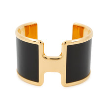 Load image into Gallery viewer, HERMES Olympus Bangle Size T3 Black Box Calf Leather Metal

