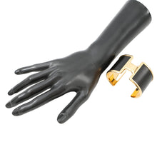 Load image into Gallery viewer, HERMES ★Olympe Bangle Size T3 Black Box Calf Leather Metal
