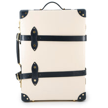 Load image into Gallery viewer, GLOBE TROTTER Safari Carry Case Ivory/Navy Vulcanized Fiber Leather
