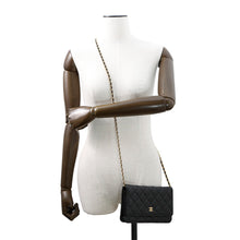 将图像加载到图库查看器中，CHANEL Matelasse Classic Chain Wallet BlackAP0250 Caviar Leather
