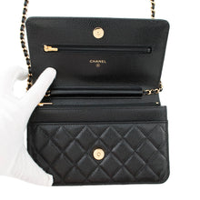 将图像加载到图库查看器中，CHANEL Matelasse Classic Chain Wallet BlackAP0250 Caviar Leather
