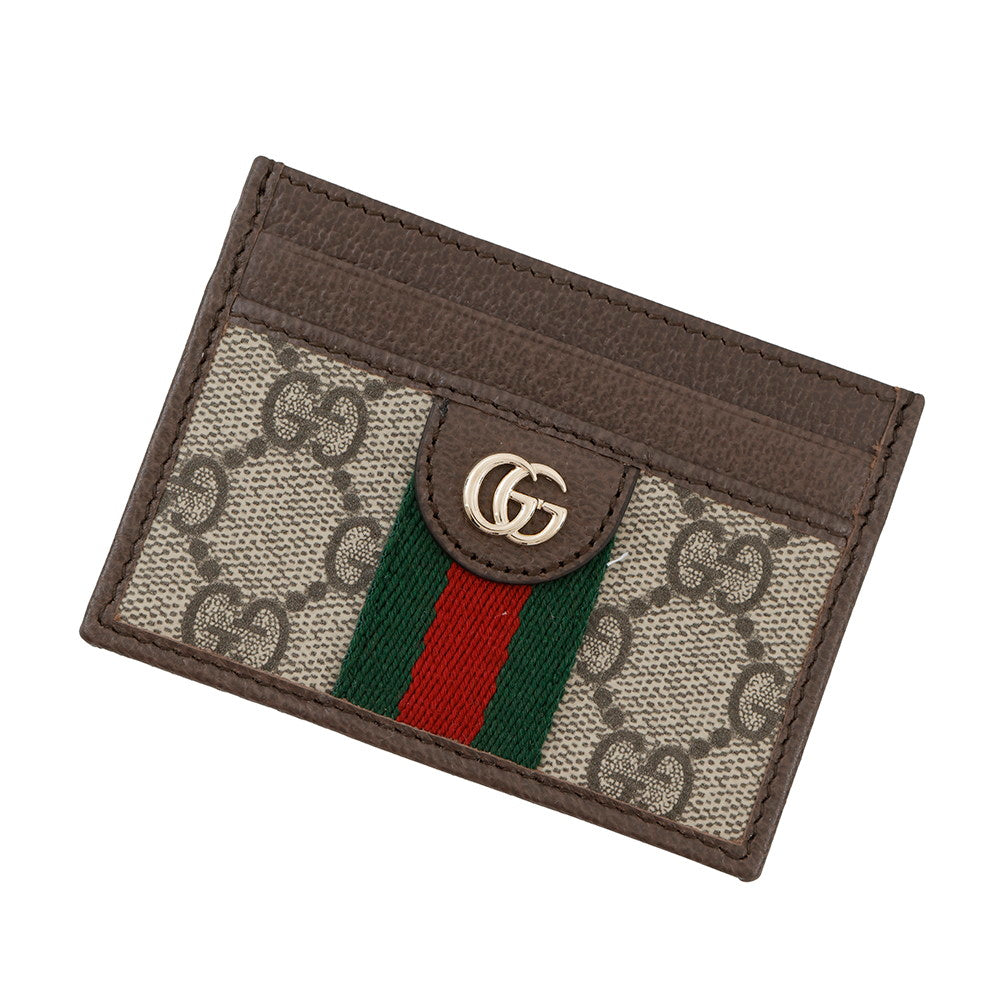 GUCCI GG Supreme Ophidia Card Case Brown/Beige838486 Leather/PVC