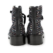 Load image into Gallery viewer, CHANEL CC Logo lace-up short boots Black/MulticolorG35154 Tweed Leather Faux Pearl Size 38H
