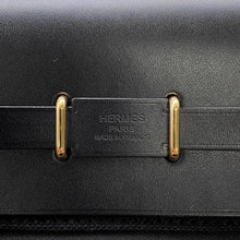 将图像加载到图库查看器中，HERMES ★Herbag Zip Black Toile Military Vache Hunter Leather Size Mini
