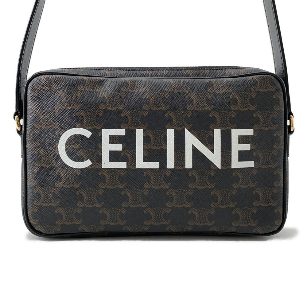 CELINE Triomphe Medium Messenger Bag Black/Brown194502CIM.38NO PVC Leather