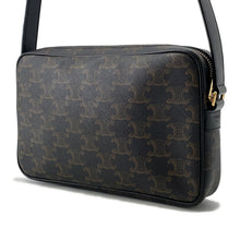 将图像加载到图库查看器中，CELINE Triomphe Medium Messenger Bag Black/Brown194502CIM.38NO PVC Leather
