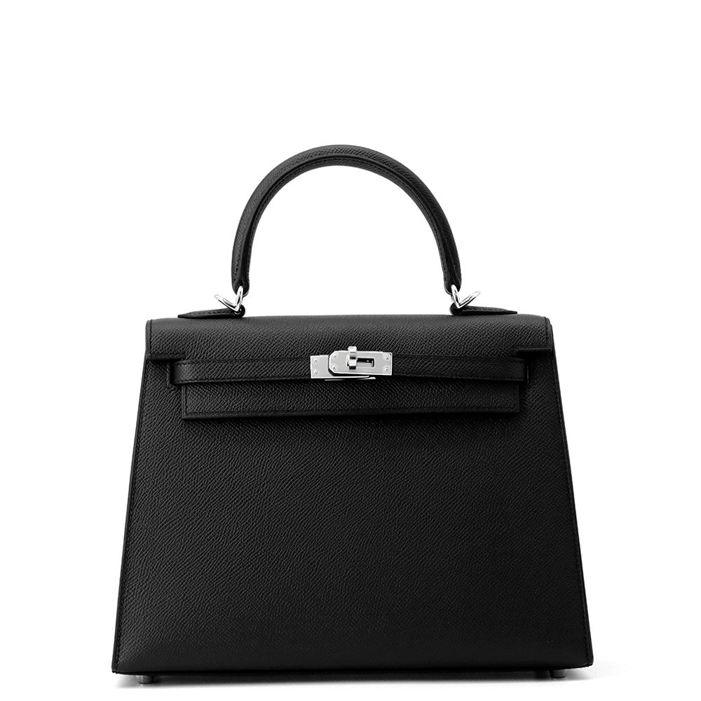 HERMES Kelly Sellier Black Epsom Size 25