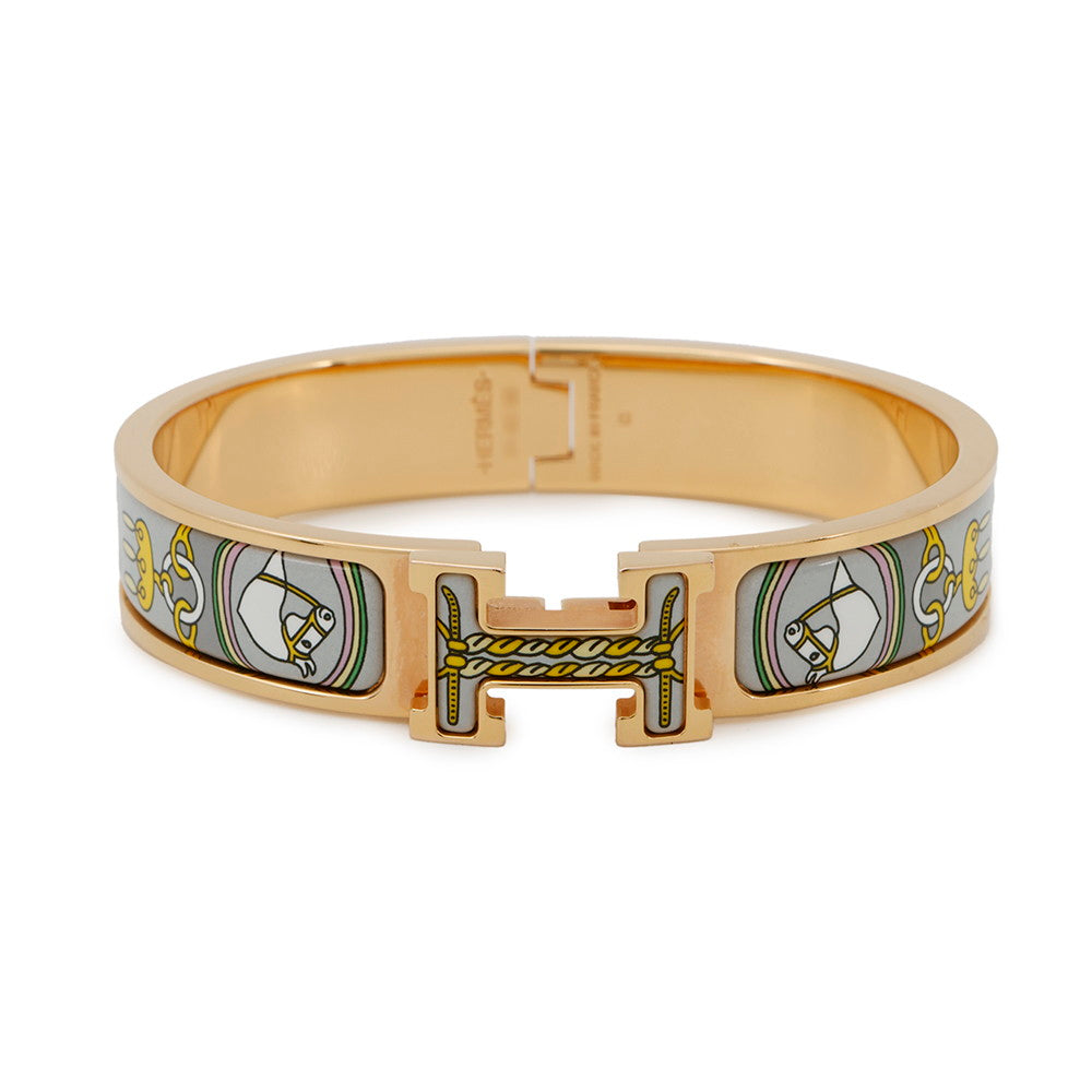 HERMES ClicH Bracelet Beige Metal