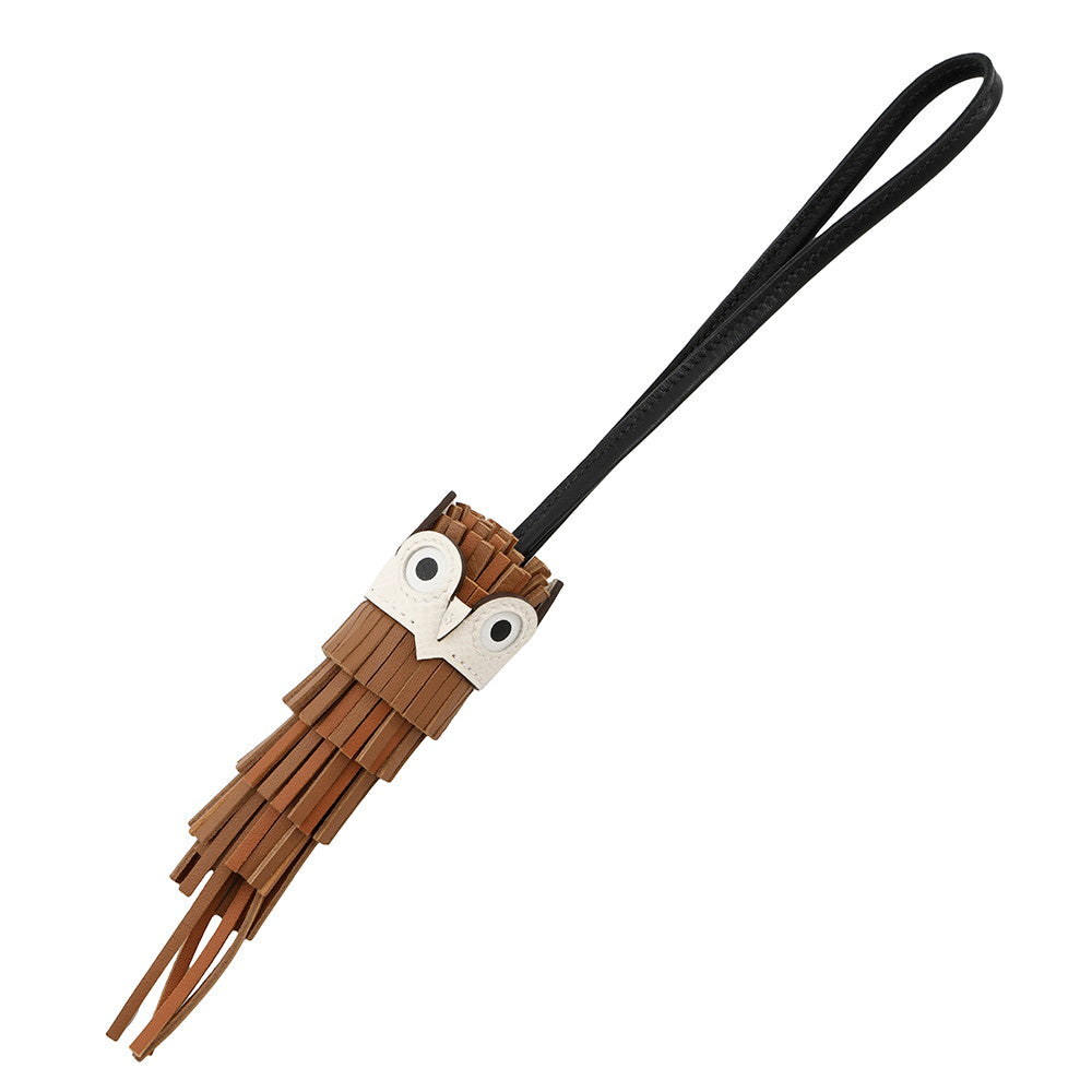 HERMES Chouette Bag Charm Gold/Nata/Black/Pande Epice/White Lambskin Epsom