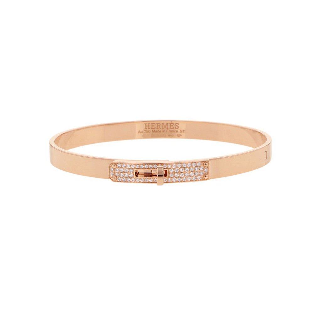 HERMES Kelly Bracelet PM Size ST 18K Pink Gold