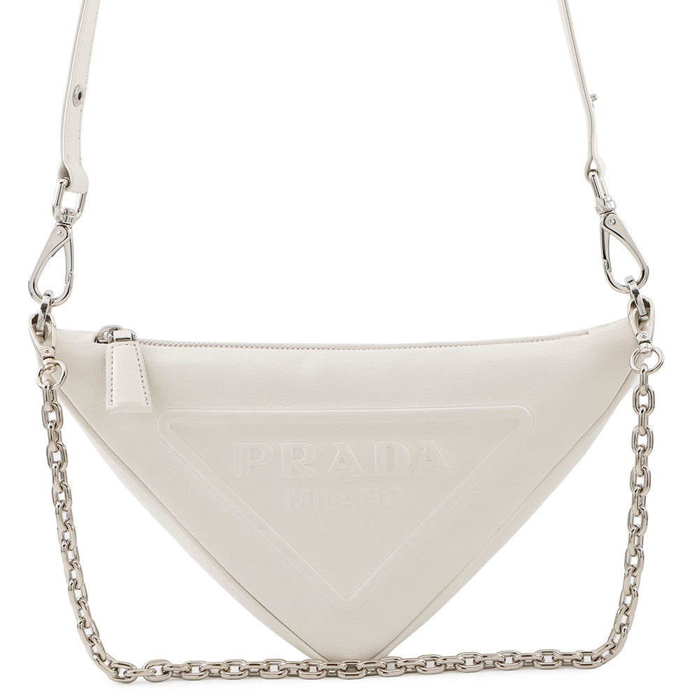 PRADA Triangle Shoulder White1BC543 Calf Leather