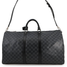 将图像加载到图库查看器中，LOUIS VUITTON Keepall Bandouliere NoirN41413 Damier Graphite Size 55
