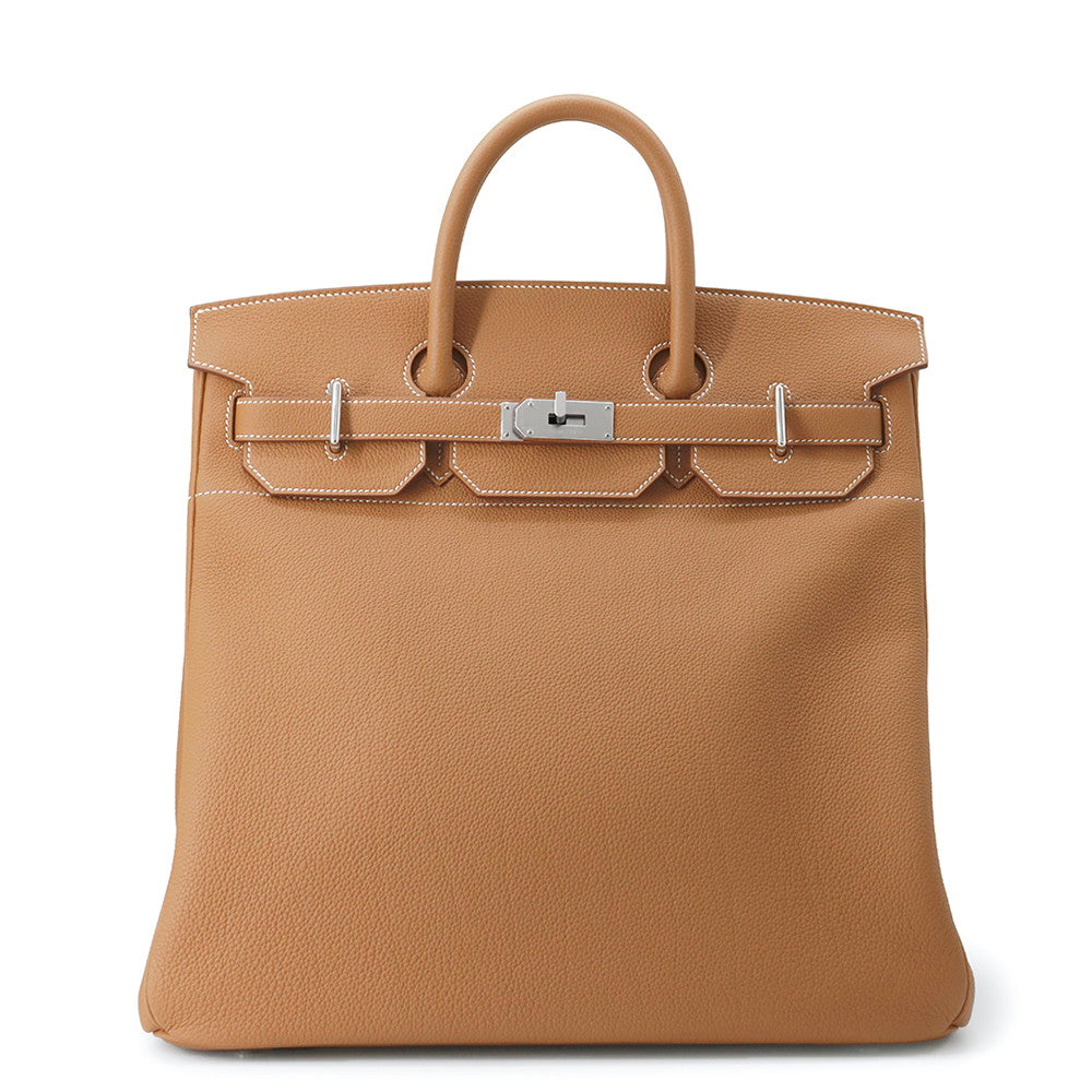 HERMES HAUT A COURROIES Gold Togo Leather Size 40