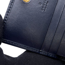 Load image into Gallery viewer, GUCCI Horsebit 1955 Compact Wallet Beige/Navy621887 Straw/Leather
