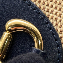 Load image into Gallery viewer, GUCCI Horsebit 1955 Compact Wallet Beige/Navy621887 Straw/Leather

