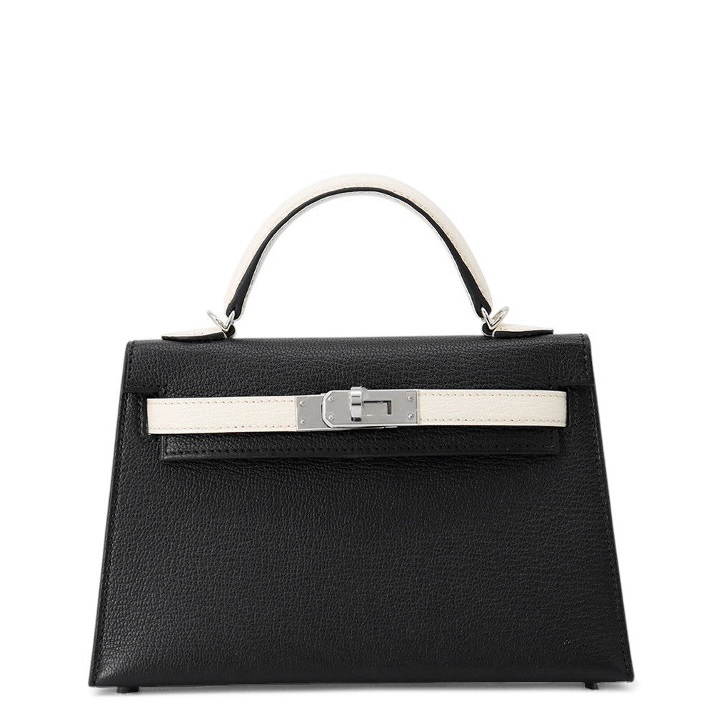 HERMES Mini Kelly 2 SPO Black / Nata Chevre Myzore Goatskin