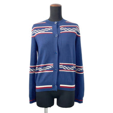 Load image into Gallery viewer, HERMES Kanoe H Cardigan Size 38 Blue Cashmere48% Silk48% Nylon3%Polyurethane1%
