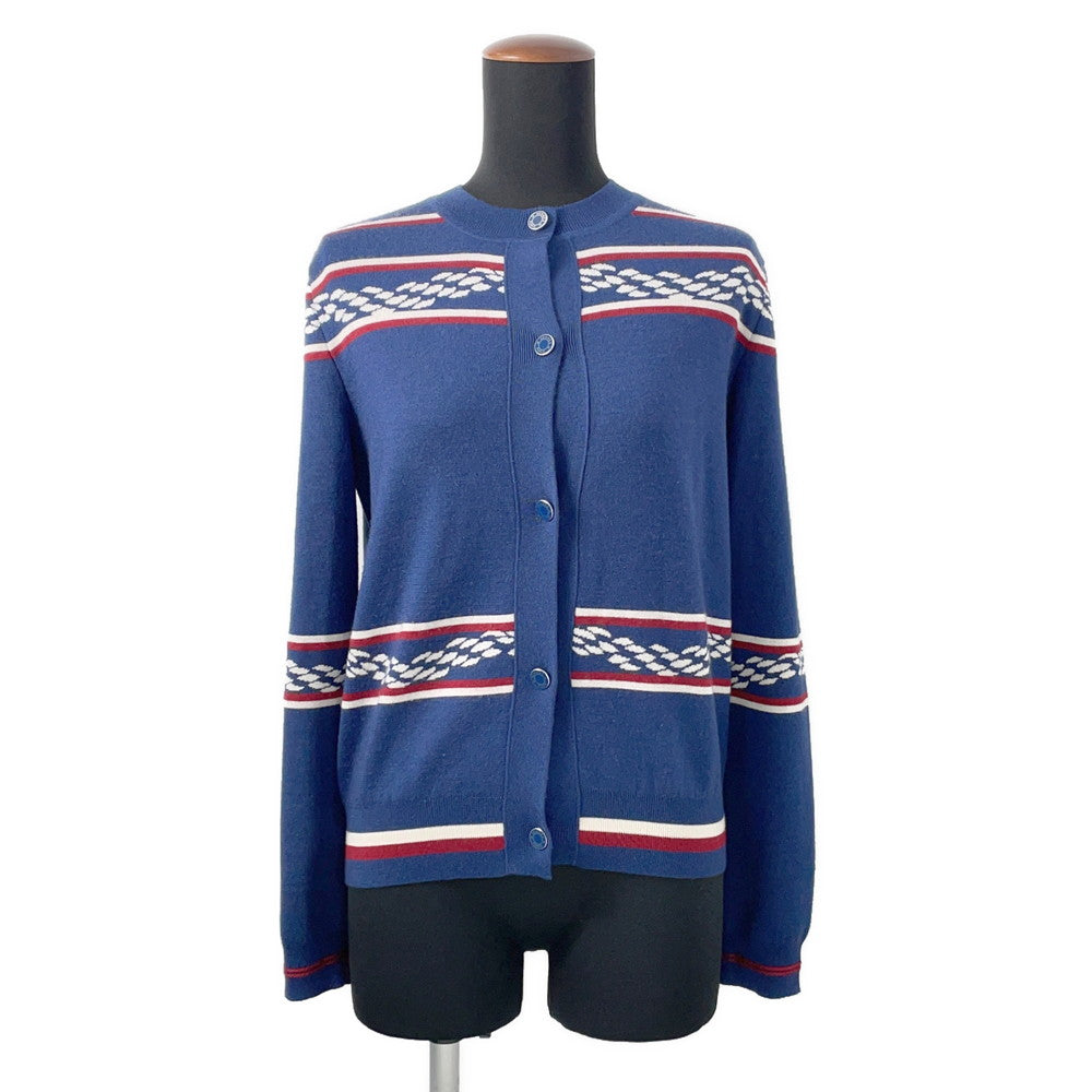 HERMES Kanoe H Cardigan Size 38 Blue Cashmere48% Silk48% Nylon3%Polyurethane1%