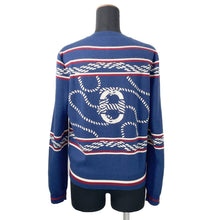 Load image into Gallery viewer, HERMES Kanoe H Cardigan Size 38 Blue Cashmere48% Silk48% Nylon3%Polyurethane1%
