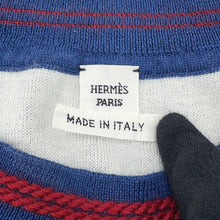 Load image into Gallery viewer, HERMES Kanoe H Short Sleeve Knit Size 34 Blue Cashmere48% Silk48% Nylon3%Polyurethane1%

