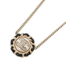 将图像加载到图库查看器中，CHANEL CC Logo Necklace Metal Leather Rhinestone Faux Pearl
