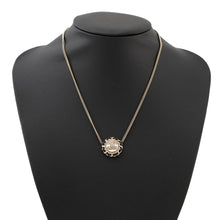 将图像加载到图库查看器中，CHANEL CC Logo Necklace Metal Leather Rhinestone Faux Pearl
