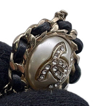 Load image into Gallery viewer, CHANEL CC Logo Necklace Metal Leather Rhinestone Faux Pearl

